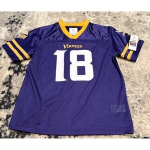 NFL Team Minnesota Vikings Jefferson #18 Purple Jersey Youth Boys Sz Large 12/14